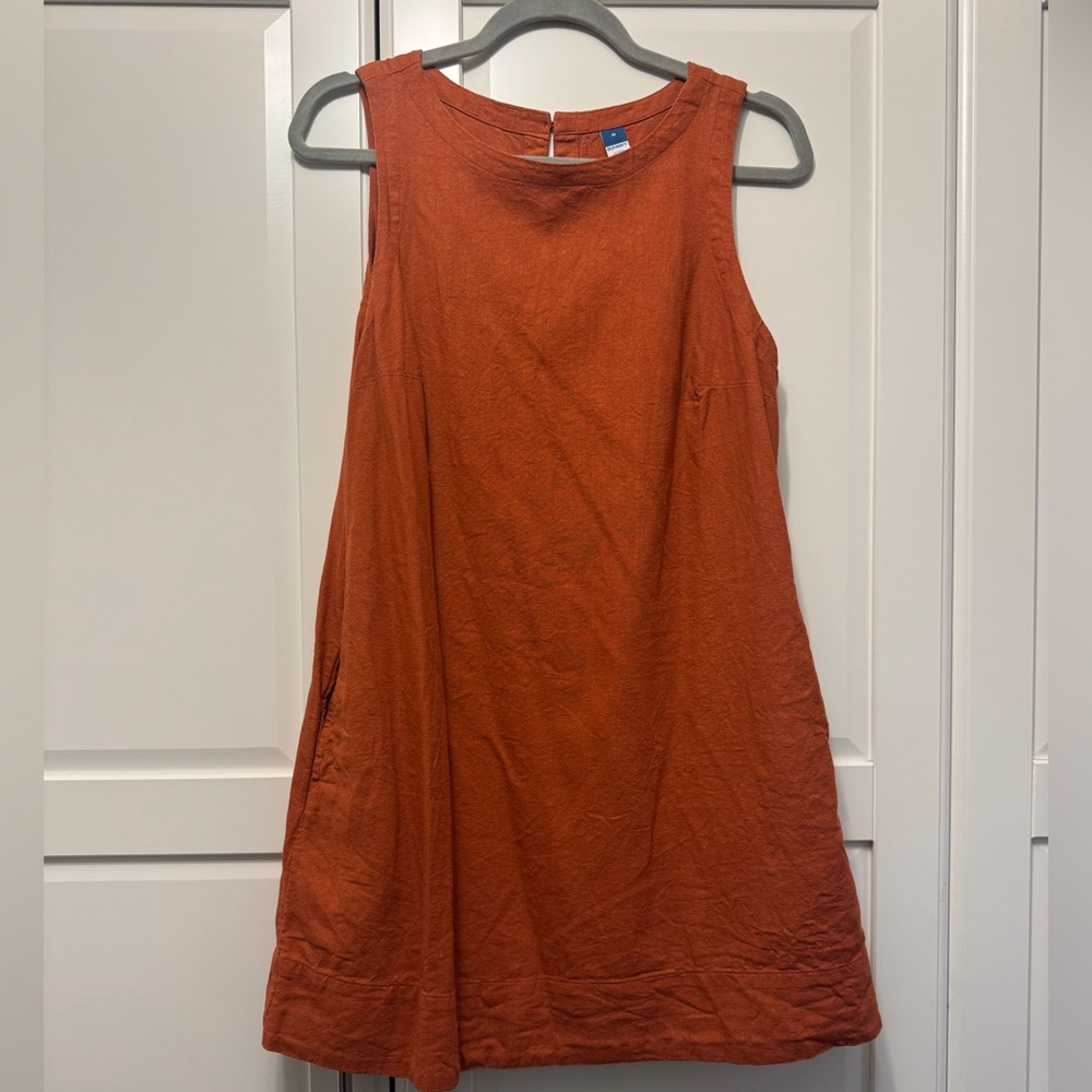 Old Navy Sleeveless Burnt Orange Linen Mini Dress